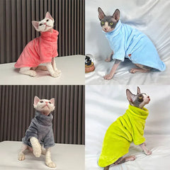 Sphynx Cat Turtleneck Sweater - Soft Fleece Winter Coat for Hairless Cats