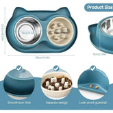 Stainless Steel Slow Feeder Bowl - Anti-Choke Pet Food Dish with Non-Slip Base