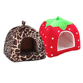 Strawberry Pet House - Foldable Warm Cave Bed for Small Dogs & Cats