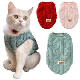 Striped Fleece Pet Sweater Vest - Winter Soft Pullover for Cats & Small Dogs