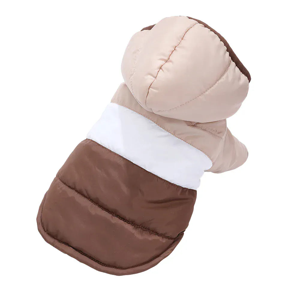 Striped Pet Hoodie - Windproof Winter Jacket for Cats & Small Dogs