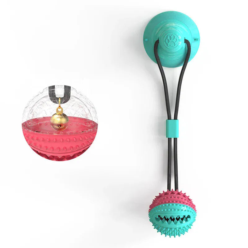 Suction Cup Dog Chew Toy - Interactive Pull & Treat Ball for Teeth Cleaning