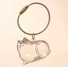 Transparent Cat Hair Storage Keychain - Pet Fur Keepsake Memorial Pendant