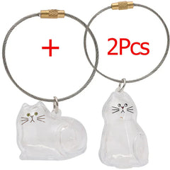 Transparent Cat Hair Storage Keychain - Pet Fur Keepsake Memorial Pendant