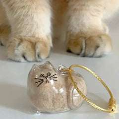 Transparent Cat Hair Storage Keychain - Pet Fur Keepsake Memorial Pendant