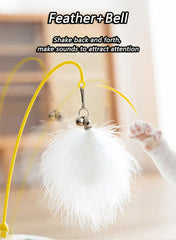Tumbler Cat Toy - 360° Non-Tip Interactive Feather Teaser with Catnip