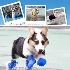 Waterproof Dog Boots 4-Pack - Anti-Slip Rubber Rain Shoes for All Sizes