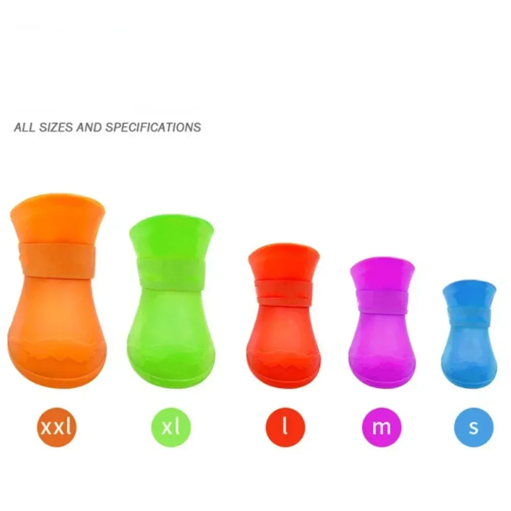 Waterproof Dog Boots 4-Pack - Anti-Slip Rubber Rain Shoes for All Sizes