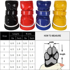 Winter Dog Boots 4-Pack - Waterproof Snow Shoes for Small Dogs & Cats
