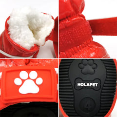 Winter Dog Boots 4-Pack - Waterproof Snow Shoes for Small Dogs & Cats