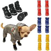 Winter Dog Boots 4-Pack - Waterproof Snow Shoes for Small Dogs & Cats