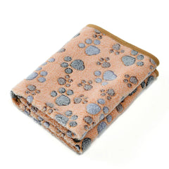 Winter Pet Blanket with Paw Print - Cozy Thicken Fleece Mat for Cats & Dogs