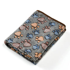 Winter Pet Blanket with Paw Print - Cozy Thicken Fleece Mat for Cats & Dogs