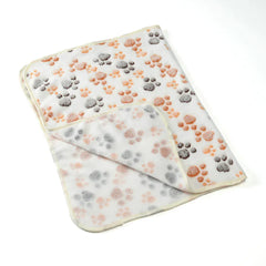 Winter Pet Blanket with Paw Print - Cozy Thicken Fleece Mat for Cats & Dogs