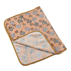 Winter Pet Blanket with Paw Print - Cozy Thicken Fleece Mat for Cats & Dogs