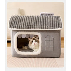 Winter Pet House - Foldable Cat Dog Cave Bed Portable Washable Puppy Shelter