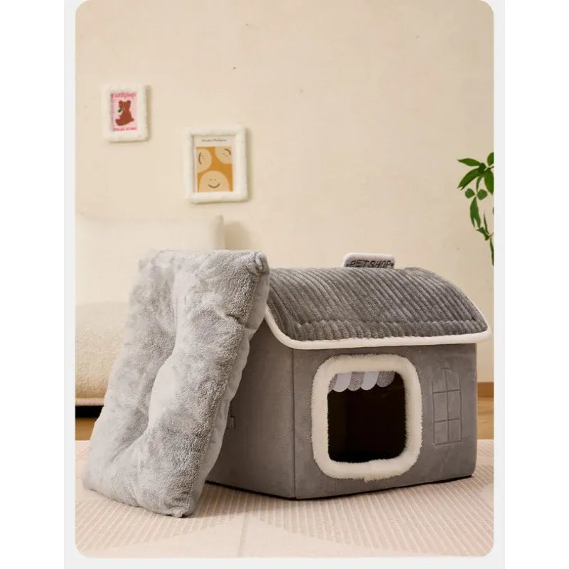 Winter Pet House - Foldable Cat Dog Cave Bed Portable Washable Puppy Shelter