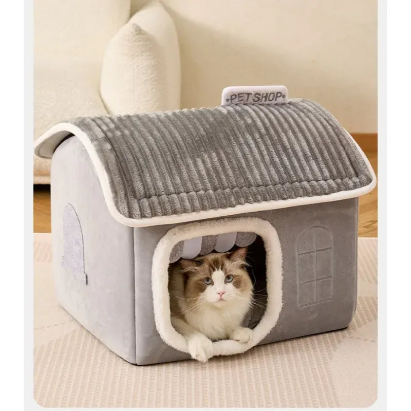 Winter Pet House - Foldable Cat Dog Cave Bed Portable Washable Puppy Shelter