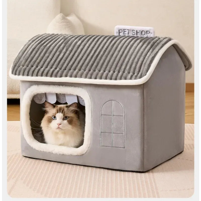 Winter Pet House - Foldable Cat Dog Cave Bed Portable Washable Puppy Shelter
