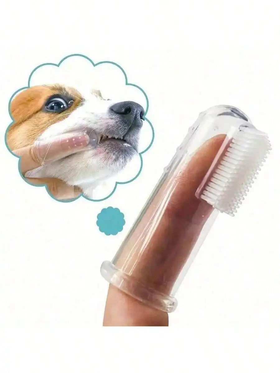 1pc Pet Finger Toothbrush for Dogs & Cats | Soft Silicone Brush for Breath & Gum Care | Portable Pet Dental Cleaning Tool