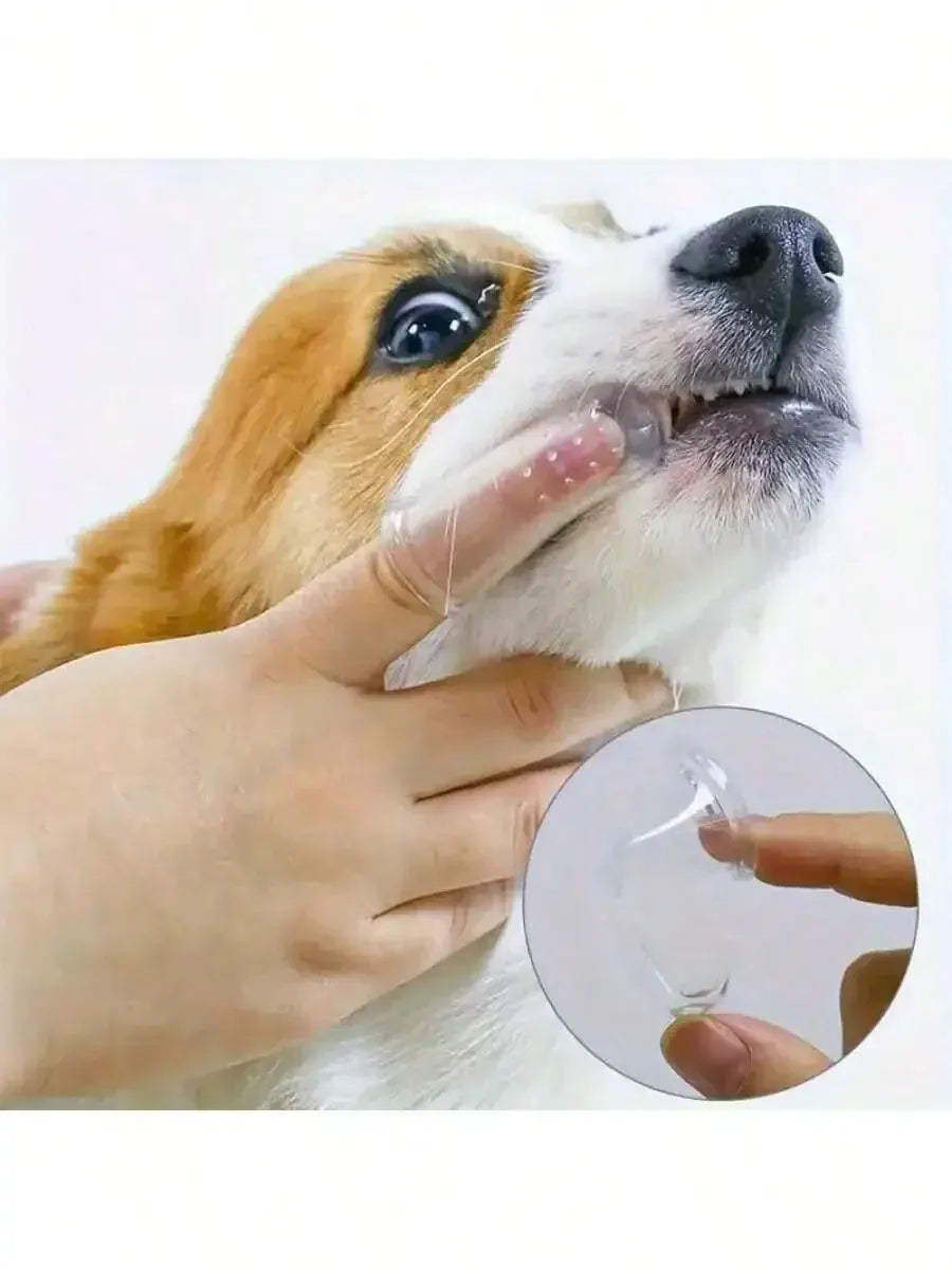 1pc Pet Finger Toothbrush for Dogs & Cats | Soft Silicone Brush for Breath & Gum Care | Portable Pet Dental Cleaning Tool