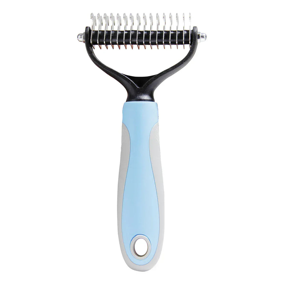 2-in-1 Deshedding Brush for Dogs & Cats – Stainless Steel Dematting Comb & Hair Remover