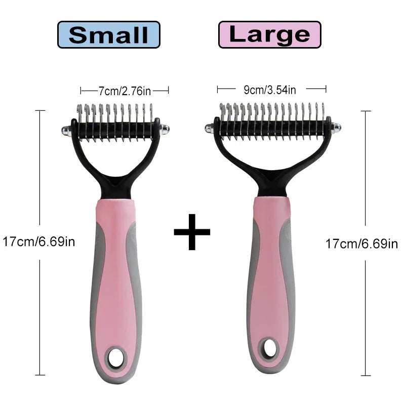 2-in-1 Deshedding Brush for Dogs & Cats – Stainless Steel Dematting Comb & Hair Remover