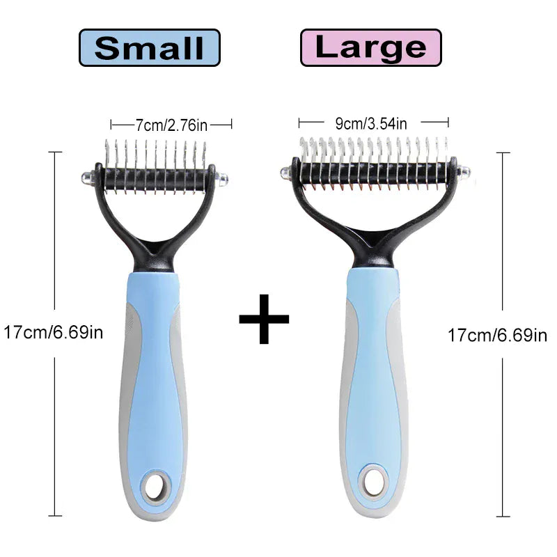 2-in-1 Deshedding Brush for Dogs & Cats – Stainless Steel Dematting Comb & Hair Remover
