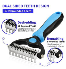 2-in-1 Deshedding Brush for Dogs & Cats – Stainless Steel Dematting Comb & Hair Remover