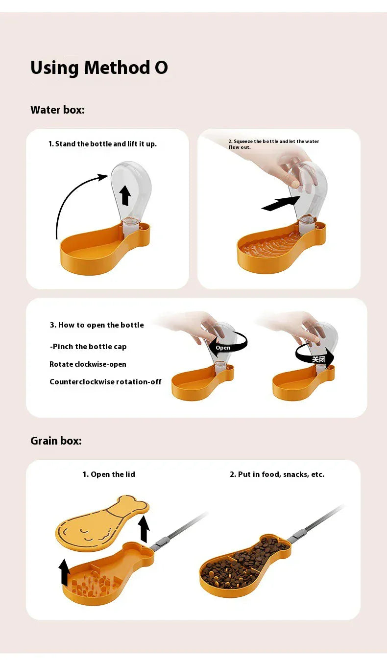 2-in-1 Pet Travel Bottle & Bowl - Portable Food & Water Container for Outdoor Adventures