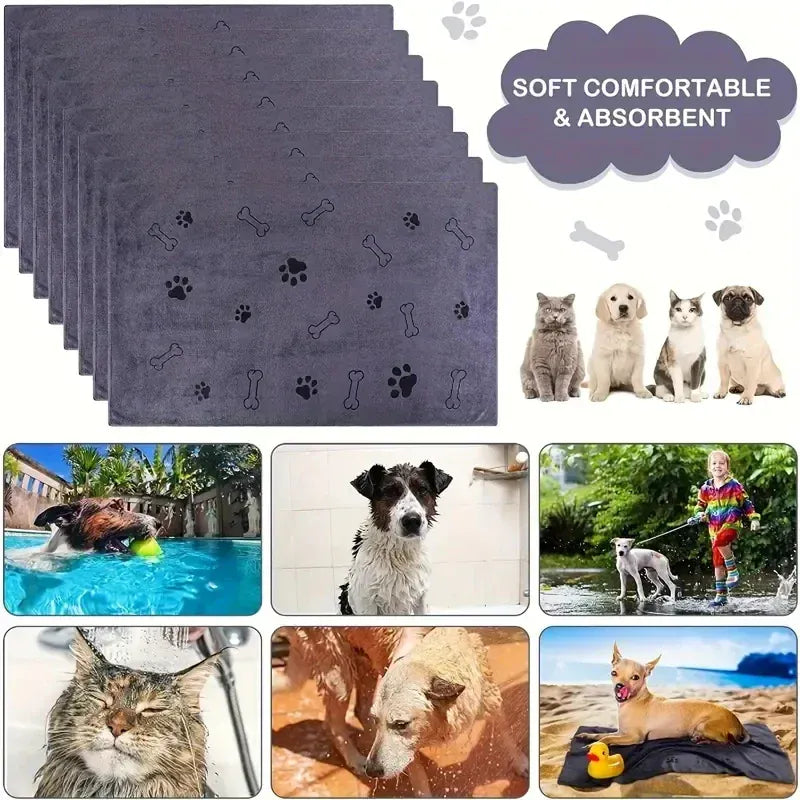 2-Pack Microfiber Dog Towels - Super Absorbent Quick Dry Pet Bath Towels for Dogs & Cats, Grooming Drying Towels with Soft Edges