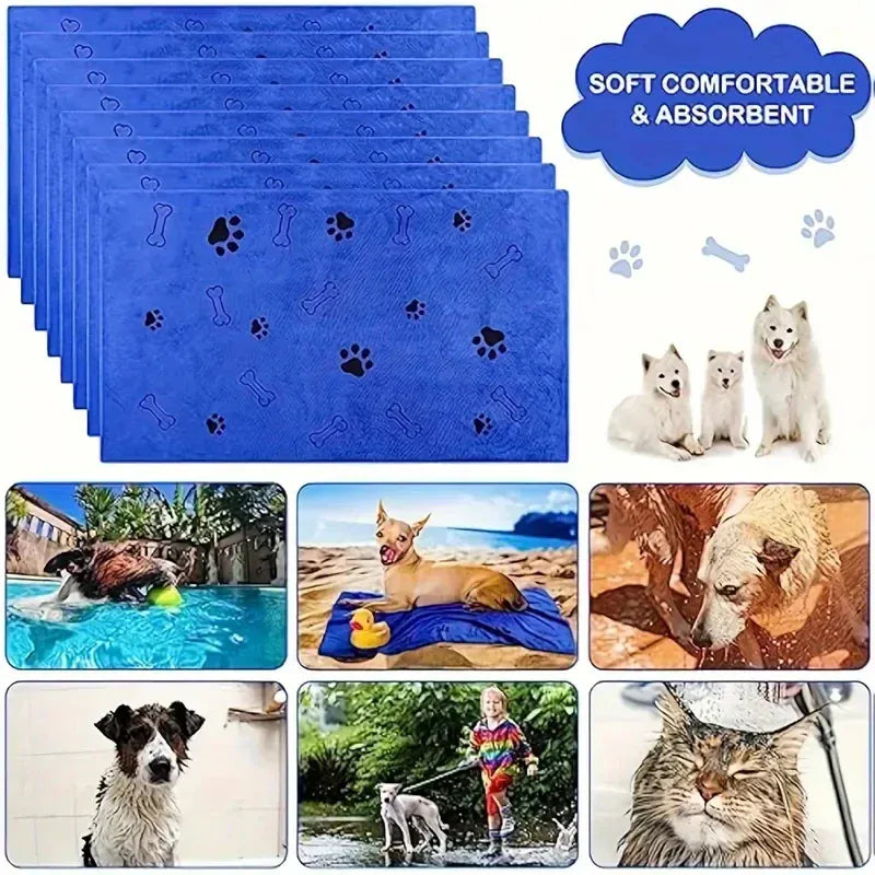 2-Pack Microfiber Dog Towels - Super Absorbent Quick Dry Pet Bath Towels for Dogs & Cats, Grooming Drying Towels with Soft Edges