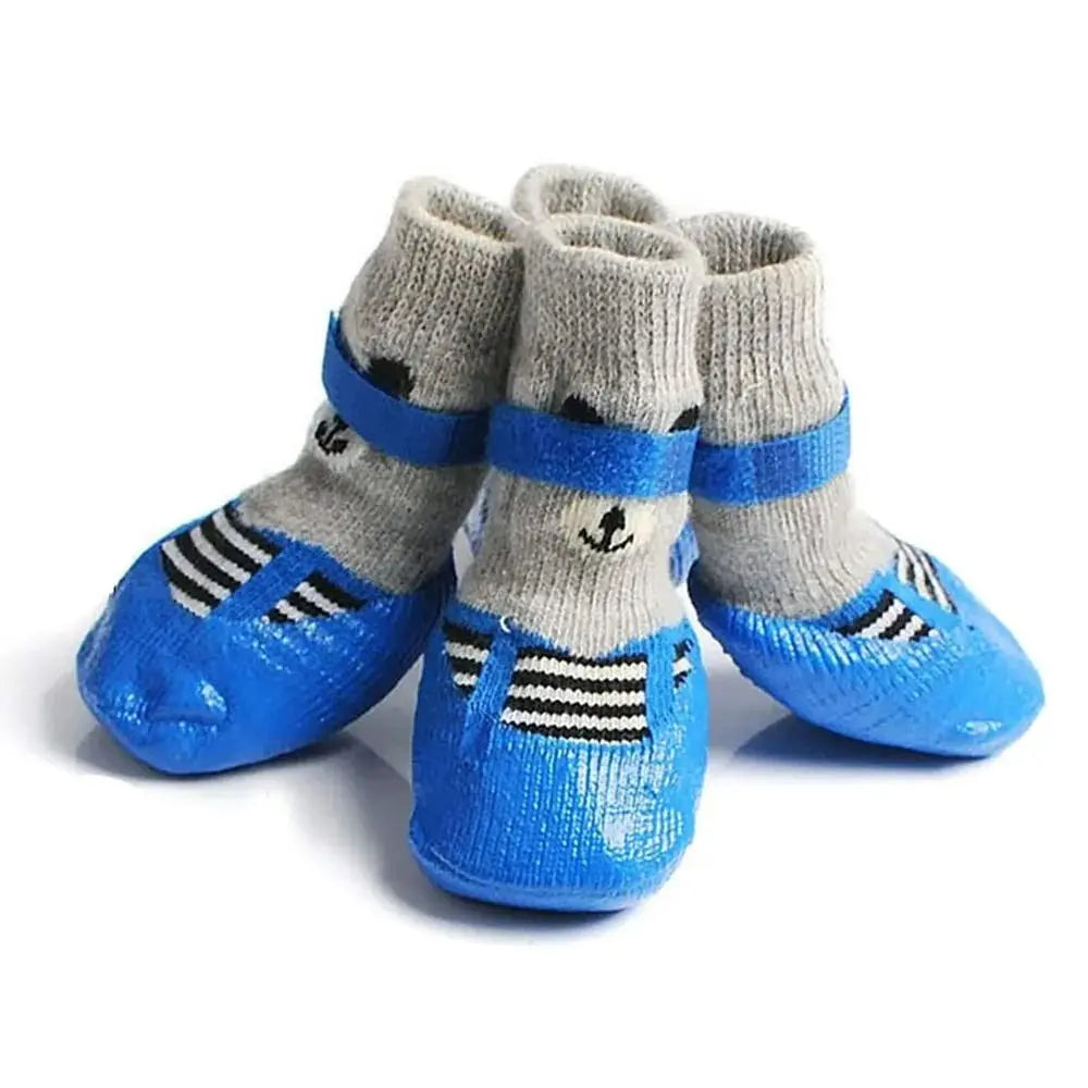 2-Pair Dog Sock Shoes - Waterproof Knit Boots with Anti-Slip Soles