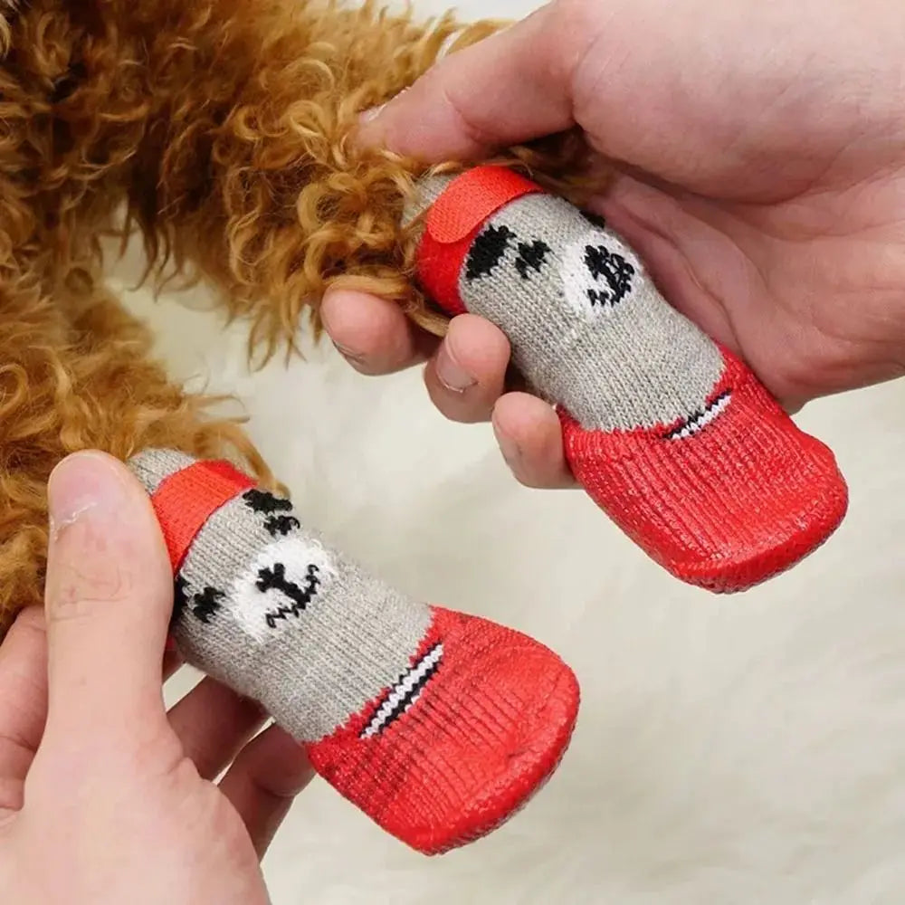 2-Pair Dog Sock Shoes - Waterproof Knit Boots with Anti-Slip Soles