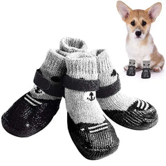 2-Pair Dog Sock Shoes - Waterproof Knit Boots with Anti-Slip Soles