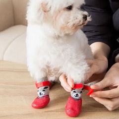 2-Pair Dog Sock Shoes - Waterproof Knit Boots with Anti-Slip Soles