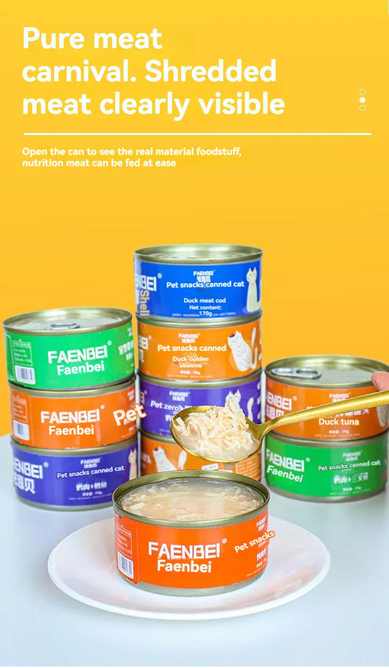 200g Premium Canned Cat Food | White Meat Tuna, Cod, Salmon & Chicken | Nutritious Wet Food for Kittens & Adult Cats | High-Protein Pet Snack & Meal