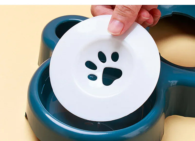 3-in-1 Cat Feeder & Water Dispenser - Ergonomic Double Bowl with Food Storage