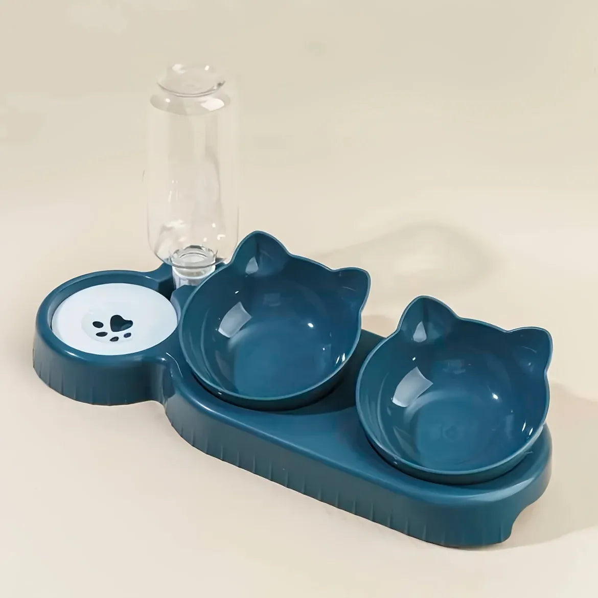 3-in-1 Ergonomic Cat Bowl Set - Tilted Food Dish with Gravity Water Dispenser