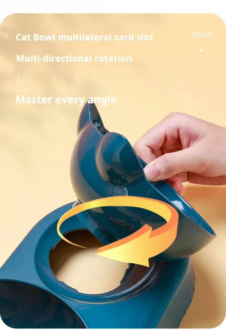 3-in-1 Ergonomic Cat Bowl Set - Tilted Food Dish with Gravity Water Dispenser