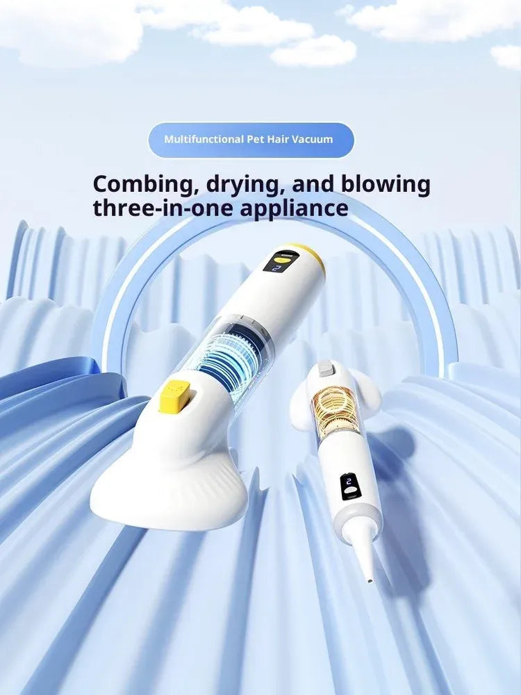 3-in-1 Pet Vacuum Groomer - Comb, Suction & Blow Dryer for Hair Removal