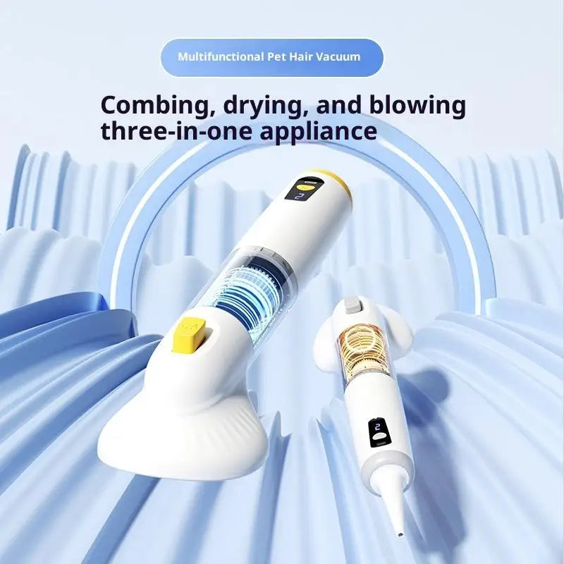 3-in-1 Pet Vacuum Groomer - Comb, Suction & Blow Dryer for Hair Removal