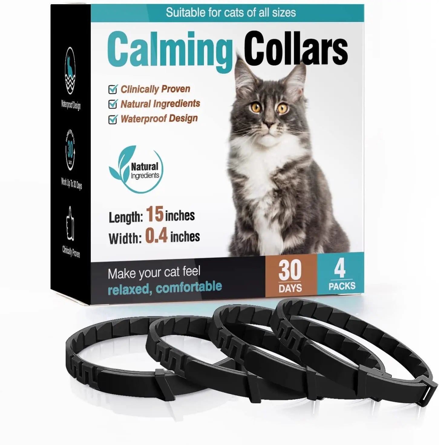 3-Pack Calming Collars for Dogs & Cats - 30 Day Pheromone Anxiety Relief