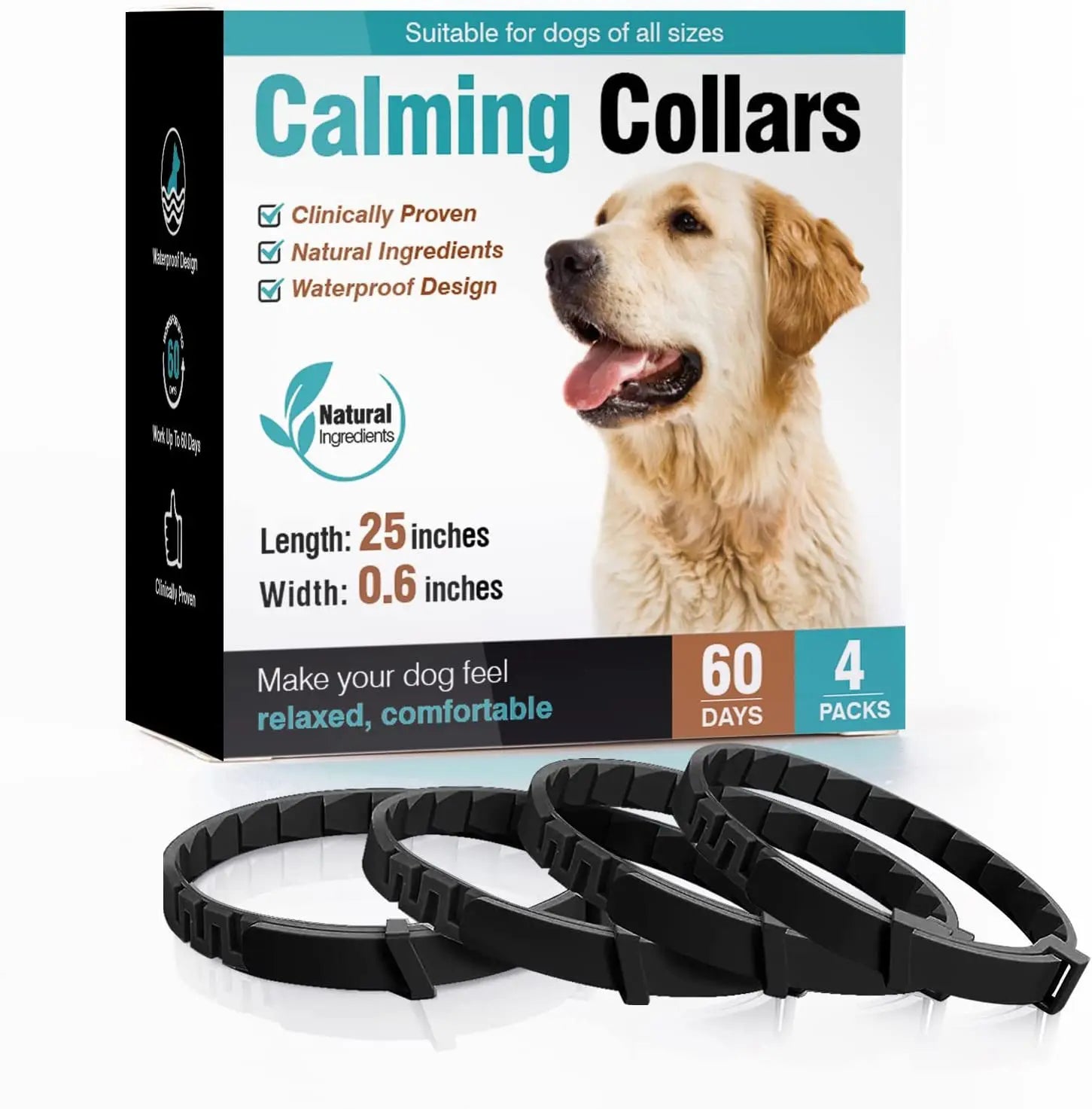 3-Pack Calming Collars for Dogs & Cats - 30 Day Pheromone Anxiety Relief