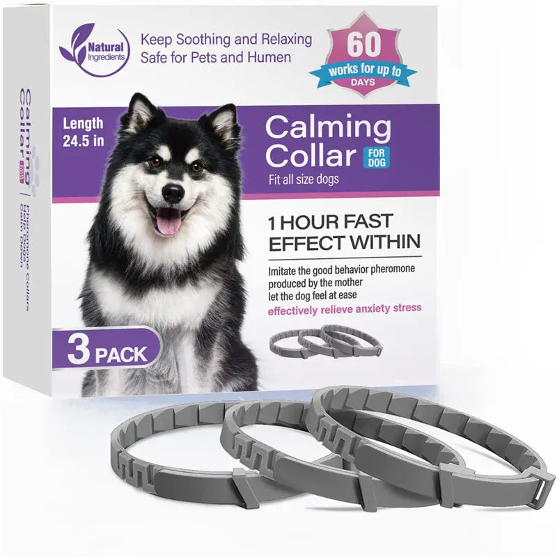 3-Pack Calming Collars for Dogs & Cats - 30 Day Pheromone Anxiety Relief