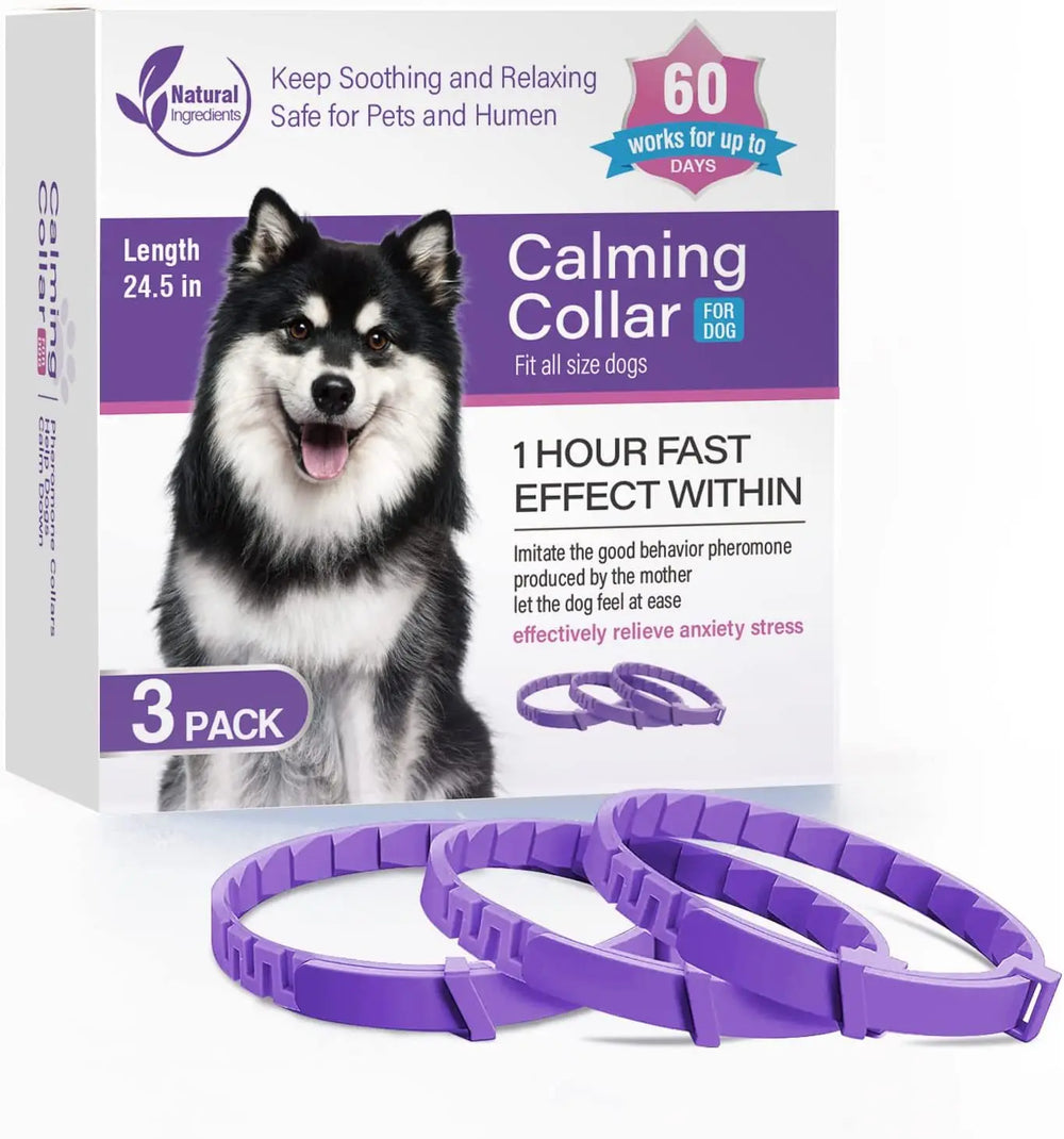 3-Pack Calming Collars for Dogs & Cats - 30 Day Pheromone Anxiety Relief