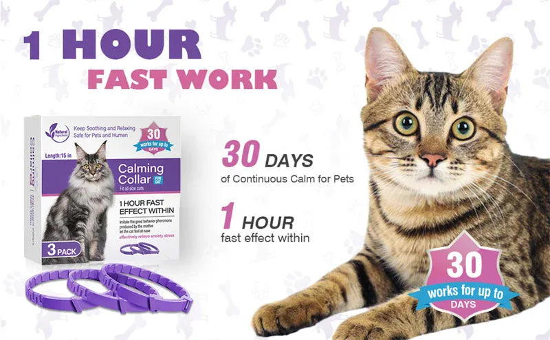 3-Pack Calming Collars for Dogs & Cats - 30 Day Pheromone Anxiety Relief