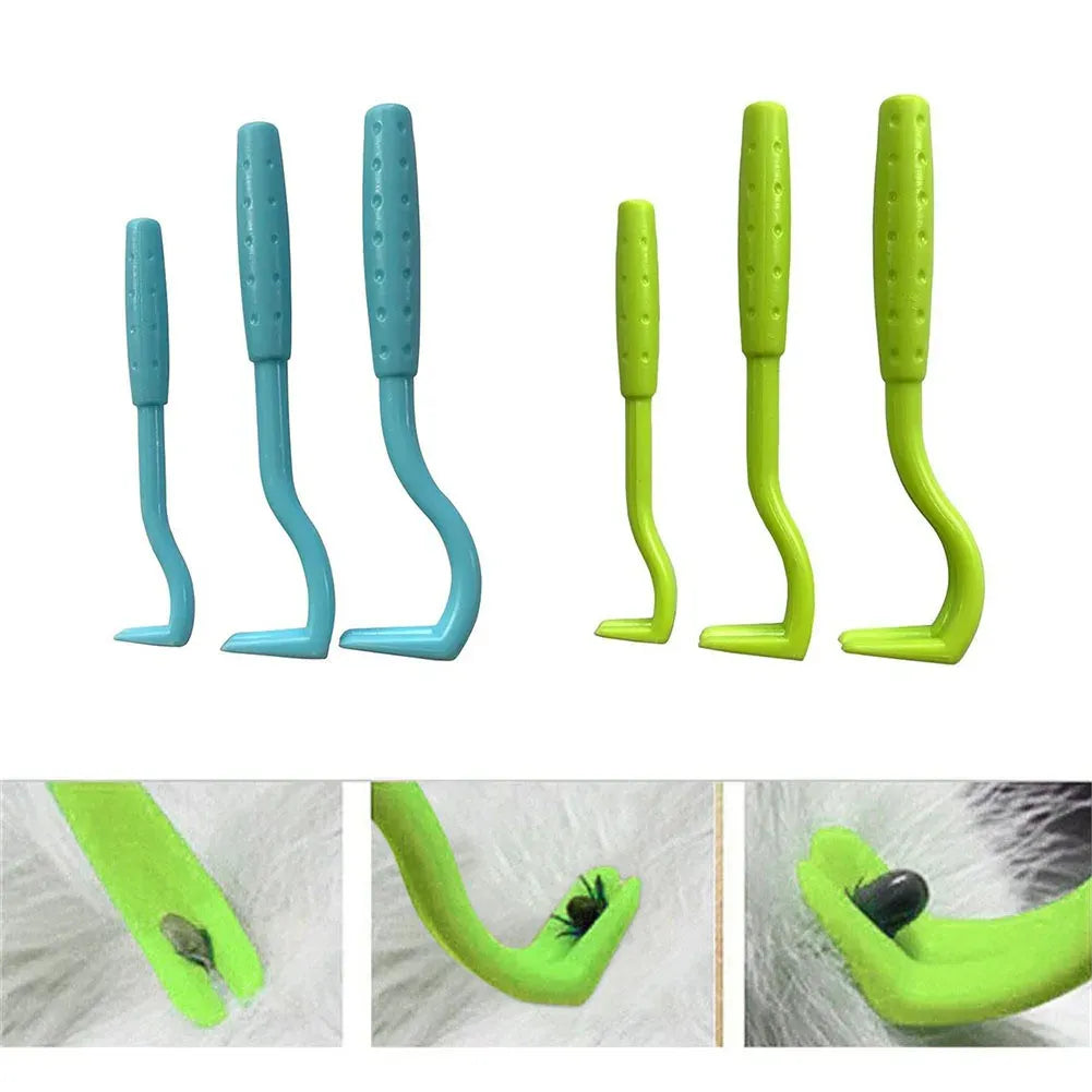 3-Pack Tick Remover Tweezers - Safe Flea & Mite Removal Tool for Dogs & Cats, Professional Tick Clamp Hook Pet Grooming Kit