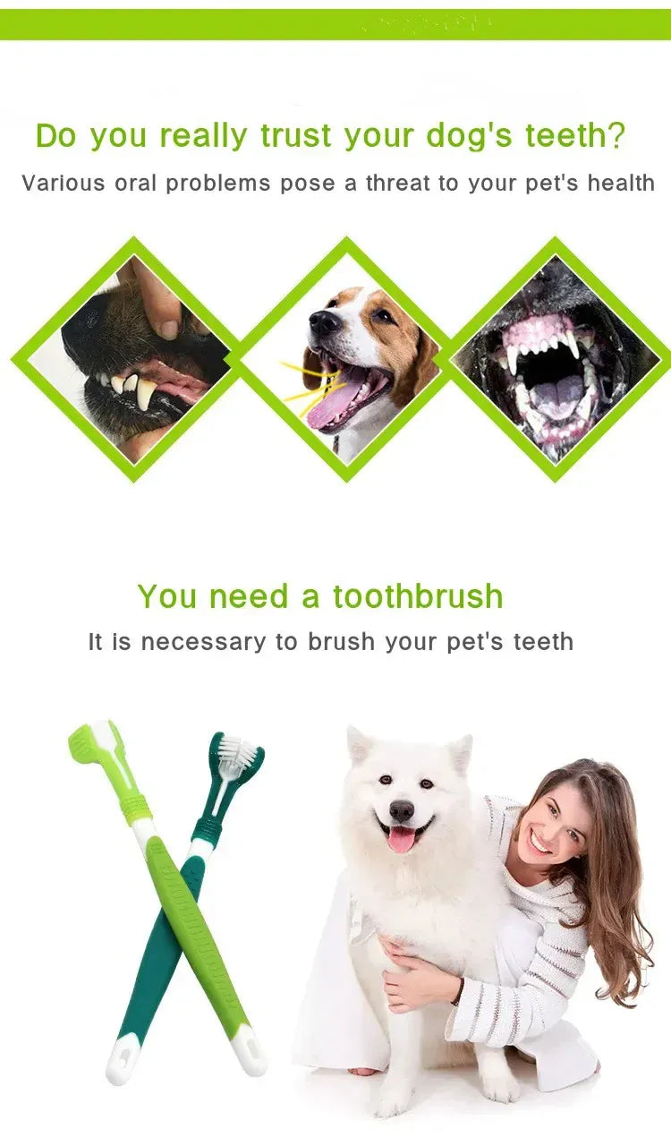 3-Sided Pet Toothbrush | Dog & Cat Dental Care | Tartar & Bad Breath Remover