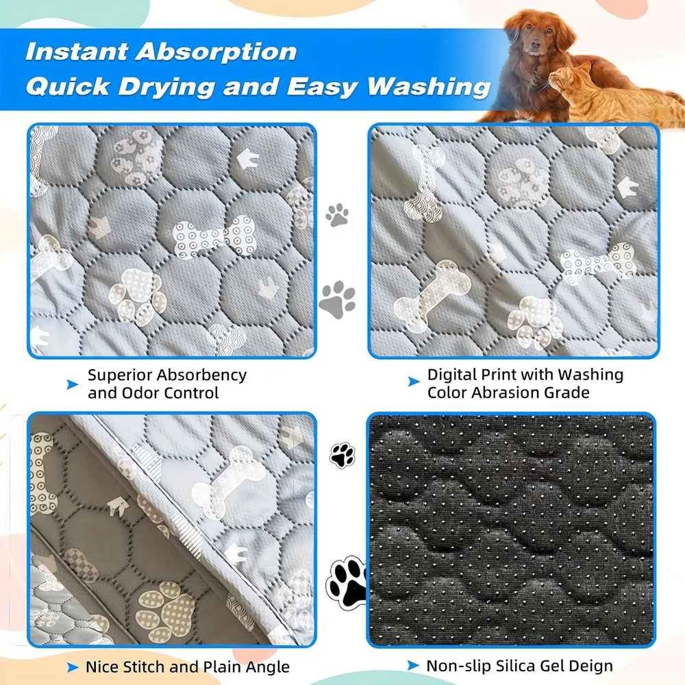 4-Layer Washable Dog Pee Pad - Reusable Puppy Training Pads, Non-Slip Whelping Mat for Crates, Furniture & Car Protection